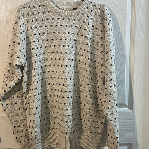 St. John's Bay Beige and Black Crewneck Sweater - Picture 2 of 7